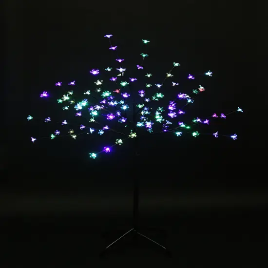Northlight LED Lighted Artificial Cherry Blossom Tree - 4' - Color Changing Lights Multi {3}