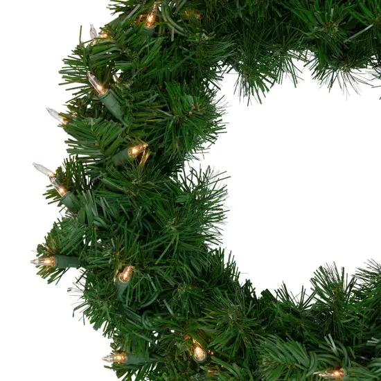 Northlight Pre-Lit Deluxe Windsor Artificial Pine Christmas Wreath - 16" - Clear Lights Green {3}