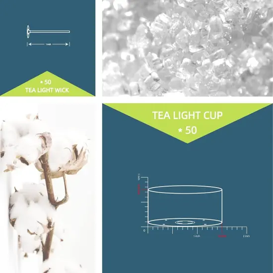 Tea Light Candle Cups, 50Pcs Clear Polycarbonate Plastic Empty Tealight Mold Tin Container with 50Pcs Tealight Candle Wicks (Circle) {2}