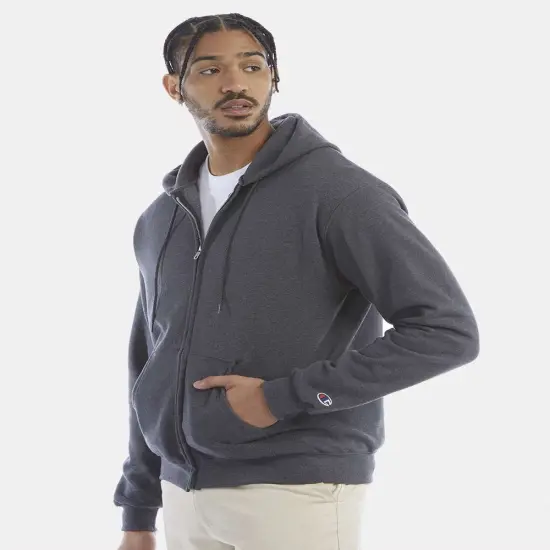Champion&reg; Powerblend Full-Zip Hooded Sweatshirt Navy {5}