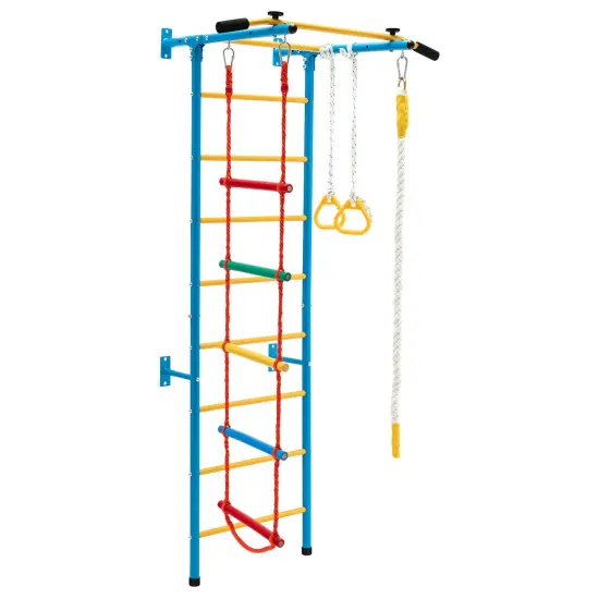 5 In 1 Kids Indoor Gym Playground Swedish Wall Ladder-Yellow {3}