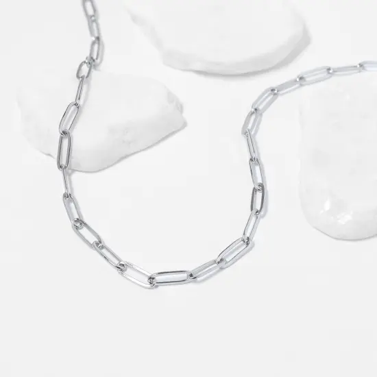 Stainless Steel Paperclip Chain Necklace {6}