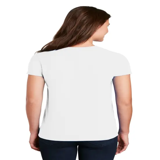 V-Neck Short Sleeve Tee For Women Neon pink heather {4}