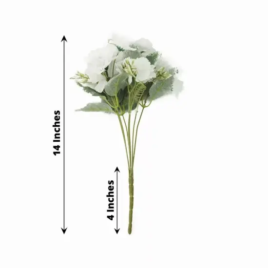 WHITE 3 Bushes 14" Silk Carnation FLOWERS Artificial Floral Bouquets {3}