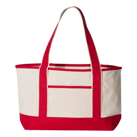 Q-Tees&reg; - 20L Small Deluxe Tote - Q12580 | 100% heavy cotton canvas Natural/ red {2}