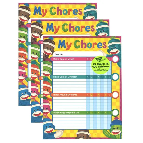 Sock Monkeys Chore Charts, 25 Per Pack, 3 Packs {1}