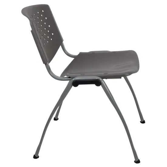 Emma and Oliver Home and Office Plastic Stack Chair with Perforated Back - Guest Chair Black {11}