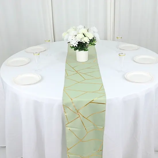 Geometric Polyester Table Runner Sage green {5}