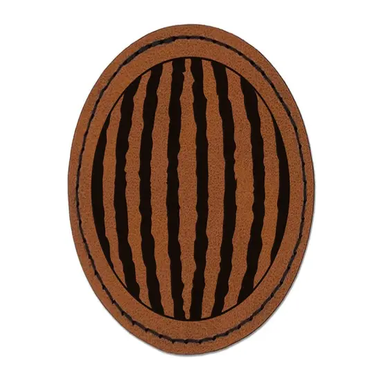 Whole Watermelon Round Iron-On Engraved Faux Leather Patch Applique - 2.5" Brown {1}