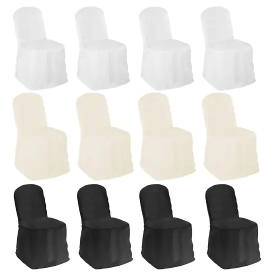 Set of 10 Polyester Chair Covers for Weddings/Parties Black {2}