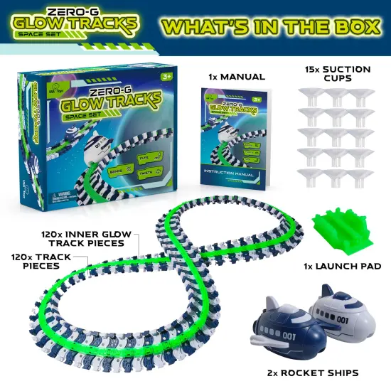 USA Toyz Zero G Space Glow Race Track for Kids- 258pc {6}