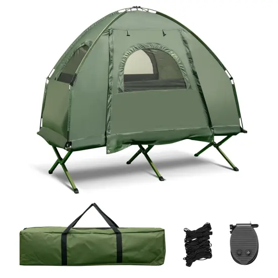 1-Person Folding Camping Tent with Sunshade and Air Mattress {4}
