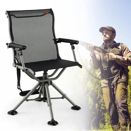 360 Degree Silent Swivel Hunting Chair-Black {1}