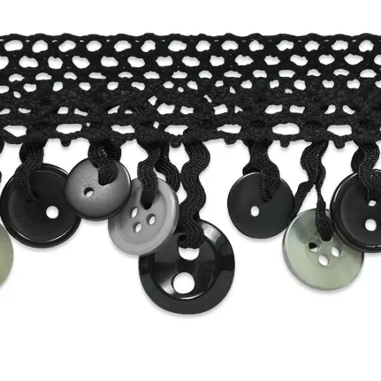 10 yards of Ella Crochet Button Fringe Trim | 10 yard cut Black Multi {1}
