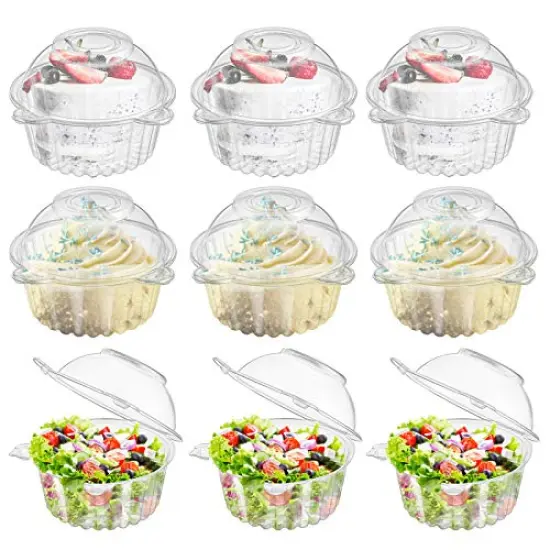 150 Pieces Individual Cupcake Holder, Thick Clear Plastic Dome Single Cupcake Carrier Muffin Container Holders Cases Boxes Cups for Sandwich, Hamburgers, Fruit, Salad, Party Favor Cake {2}