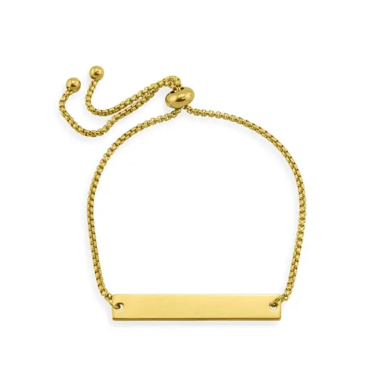 Flat Adjustable Stainless Steel PVD Coated Bar Bracelet Gold {3}