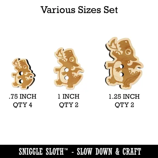 Cute Little Dragon Breathing Fire Wood Buttons for Sewing Knitting Crochet DIY Craft {1}