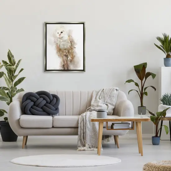 Stupell Industries Perched Barn Owl Wildlife Framed Floater Canvas Wall Art Gray Floater Frame {2}
