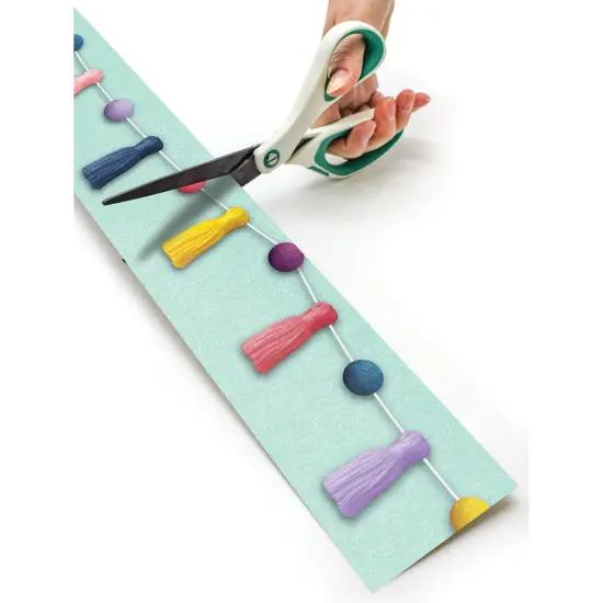 Oh Happy Day Pom-Poms and Tassels Straight Rolled Border Trim, 50 Feet Per Roll, Pack of 3 {3}