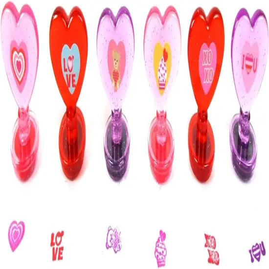 TINYMILLS 24 Pcs Valentine's Day 2 in 1 Stackable Stacking Crayon with Extra Stamper Topper, Valentine's Day Party Favors, Goodie Bag Stuffers, Valentine's Day Classroom Exchange {3}