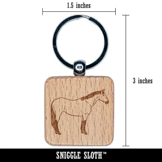 American Quarter Horse Buckskin Engraved Wood Square Keychain Tag Charm {2}