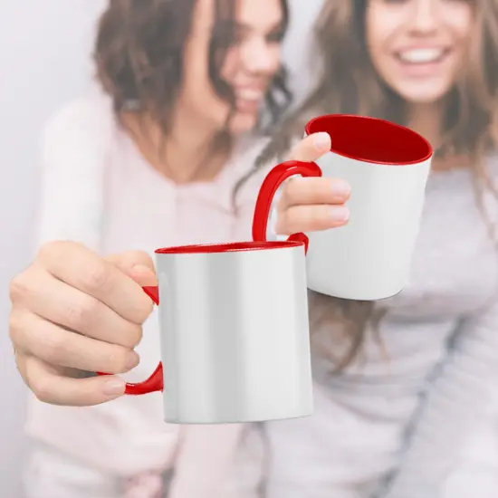 12 Pcs 15OZ El Grande Red Inside & Handle Sublimation Mugs With Gift Boxes {4}