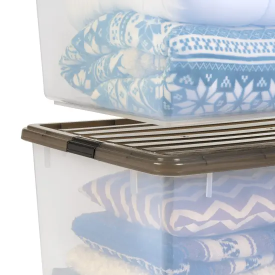 IRIS USA 3 Pack 144qt Large Clear View Plastic Storage Bin with Lid and Secure Latching Buckles {6}