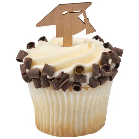 Graduation Wooden hat with tassels Cupcake Cake Pics - set of 12 {4}