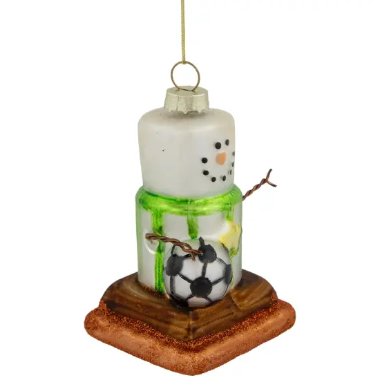 Northlight 3.5" Soccer Smore Glass Christmas Ornament White {4}