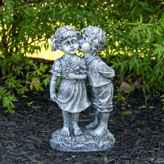 Northlight 12.5" Peck on the Cheek Outdoor Garden Statue Gray {3}