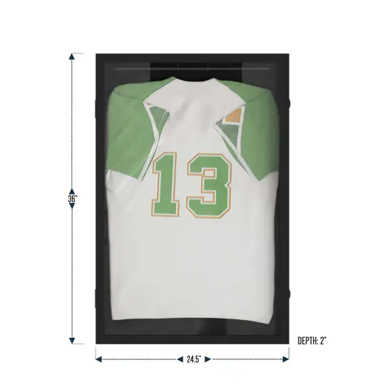 HBCY Creations Jersey Display Case - Solid Wood with UV Treated Acrylic Window - Anti-Theft Lock with 2 Keys - For All Types of Jerseys Black {4}