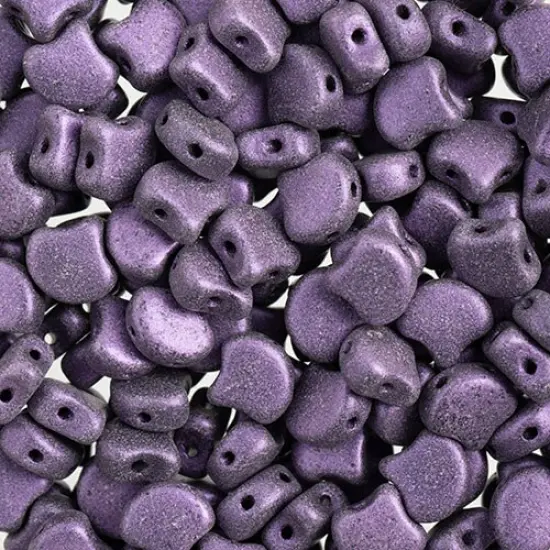 John Bead Czech Glass Jet Color Metallic Suede Ginko Beads, 50g Purple {1}