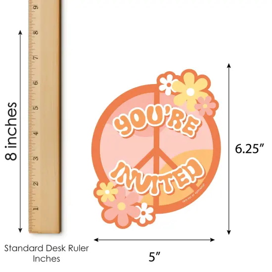 Big Dot of Happiness Stay Groovy - Shaped Fill-In Invitations - Boho Hippie Party Invitation Cards with Envelopes - Set of 12 {6}