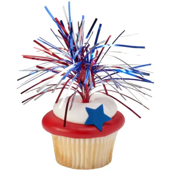 Independence Day Spray Mylar topper celebrate with congratulations Cupcake Cake Pics - set of 6 {1}