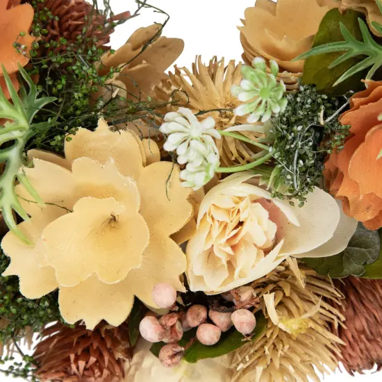 Northlight Mixed Floral Artificial Spring Wreath - 9.75" - Beige and Peach {7}