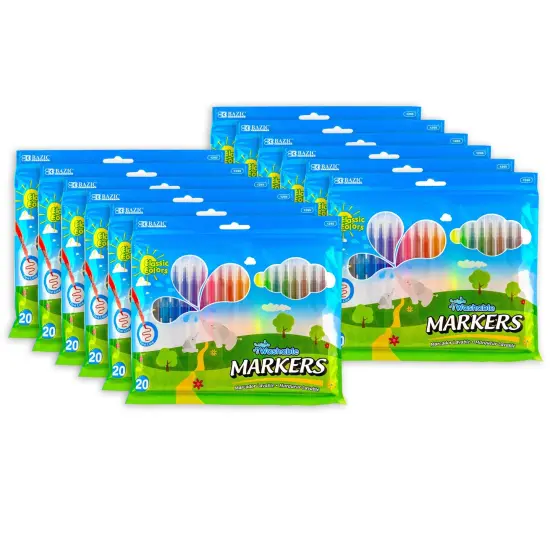 Fine Line Washable Markers, 20 Per Pack, 12 Packs {1}