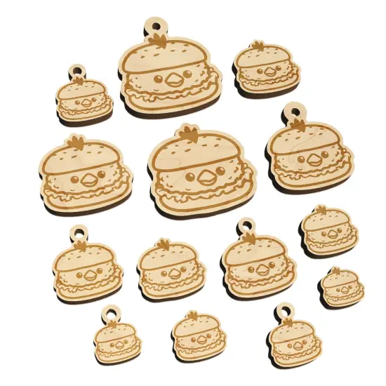 Cute Chicken Sandwich Mini Wood Shape Charms Jewelry DIY Craft {7}