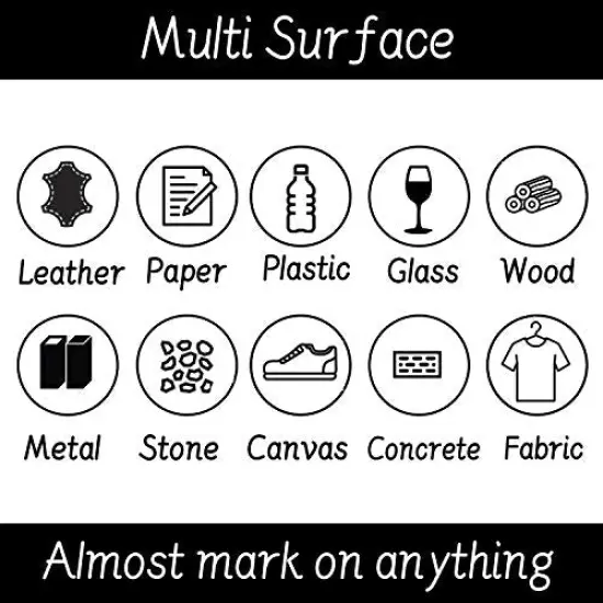 6 Silver Paint Markers Pens - Permanent Oil Based Metallic Paint Pen, Medium Tip, Quick Dry and Waterproof Marker for Rock, Wood, Fabric, Plastic, Canvas, Glass, Mugs, Canvas {5}