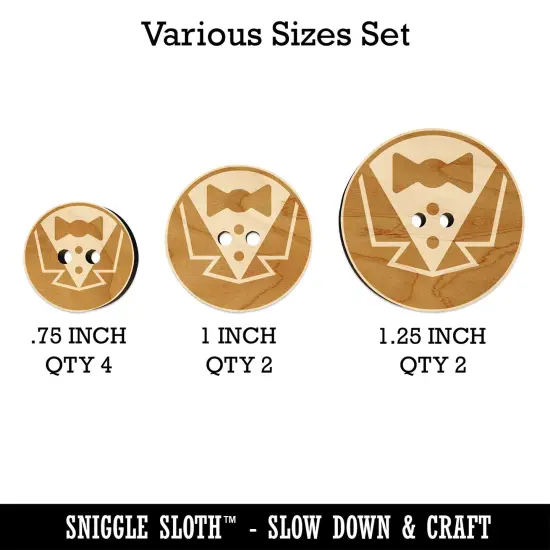 Tuxedo Groom Suit Bowtie Wedding Icon Wood Buttons for Sewing Knitting Crochet DIY Craft {1}