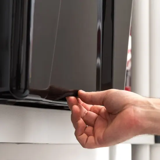 IRIS USA 32 Qt Stackable Plastic Storage Bins with Lids, 4 Pack - BPA-Free, Made in USA - Garage Organizing Solution, Latches, Durable Nestable Containers, Secure Pull Handle - Black {3}