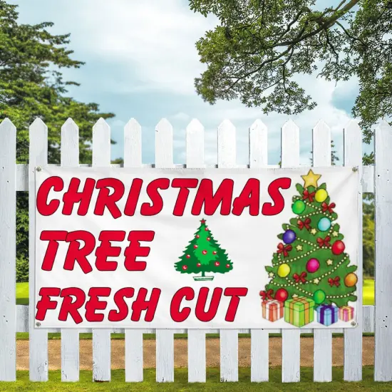 Vinyl Banner Multiple Sizes Christmas Tree Fresh Cut. {8}