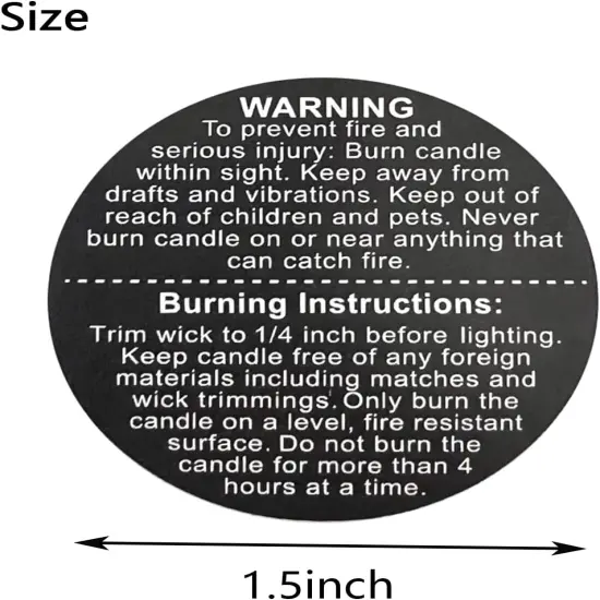 1000 PCS Candle Warning Labels, 1.5Inch round Candle Safety Labels Sticker for Candle Making DIY Candle Jars (Black) {3}