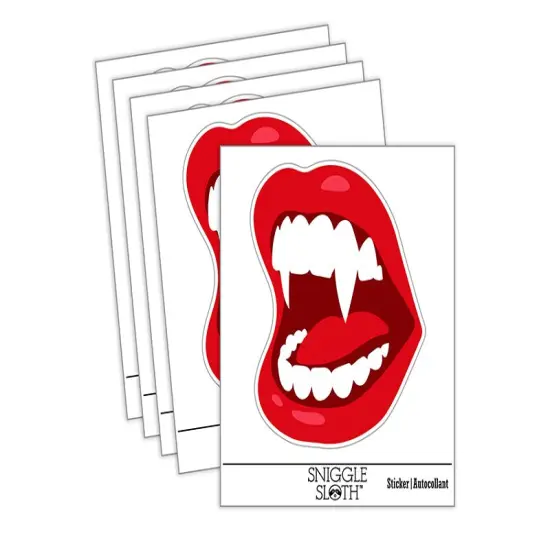 Juicy Vampire Lips Horror Halloween Waterproof Vinyl Phone Tablet Laptop Water Bottle Sticker Set - 5 Pack {2}