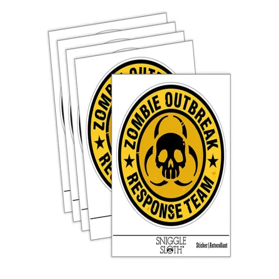 Zombie Outbreak Response Team Skull Waterproof Vinyl Phone Tablet Laptop Water Bottle Sticker Set - 5 Pack {2}
