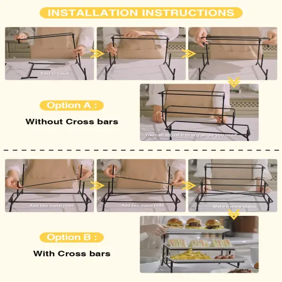 3 Tier Serving Tray Set Porcelain Tiered Serving Trays Platters, Collapsible Sturdier Stand with Stable Cross Bars, for Party Entertaining Food Display Fruit Dessert, 12 Inch {5}