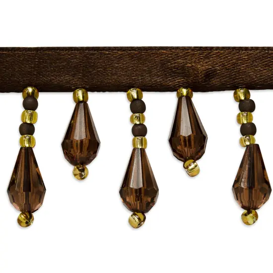 10 yards of Joanne Beaded Teardrop Fringe Trim | 10 yard cut Brown {1}