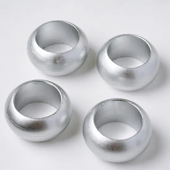 24-Pieces Acrylic Napkin Rings Set Silver {1}