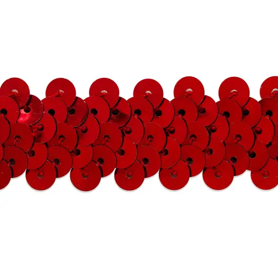 10 yards of 2 Row 7/8" Metallic Stretch Sequin Trim | 10 yard cut Red {1}