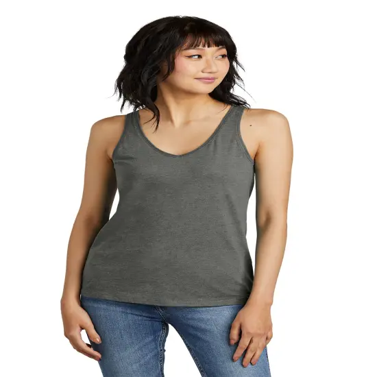 District&reg; Women&rsquo;s Perfect Blend&reg; CVC V-Neck Tank For Adult Heathered charcoal {1}