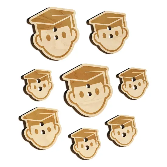 Occupation Student Graduate Cap Graduation Icon Wood Buttons for Sewing Knitting Crochet DIY Craft {7}
